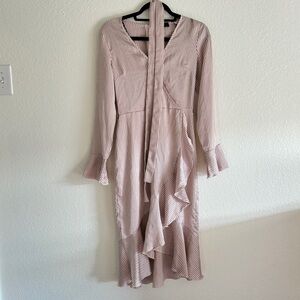 Misguided Striped Long Sleeve Midi Dress size 2, EUC